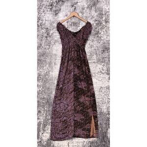 Karma Highway Dress OS One Size Purple & Black Floral Maxi